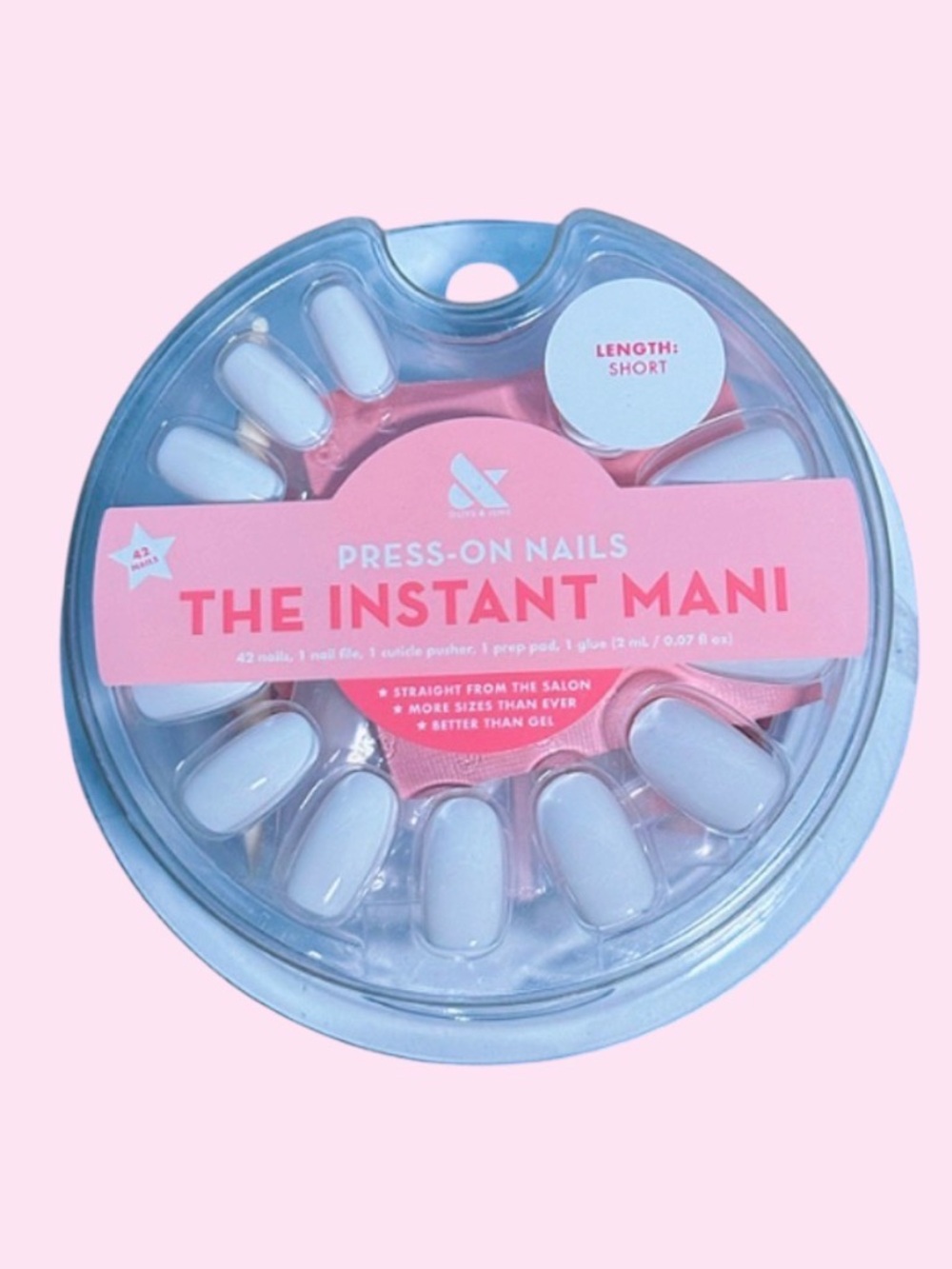 The Instant Mani Press-On Nails - Short White rounded Set